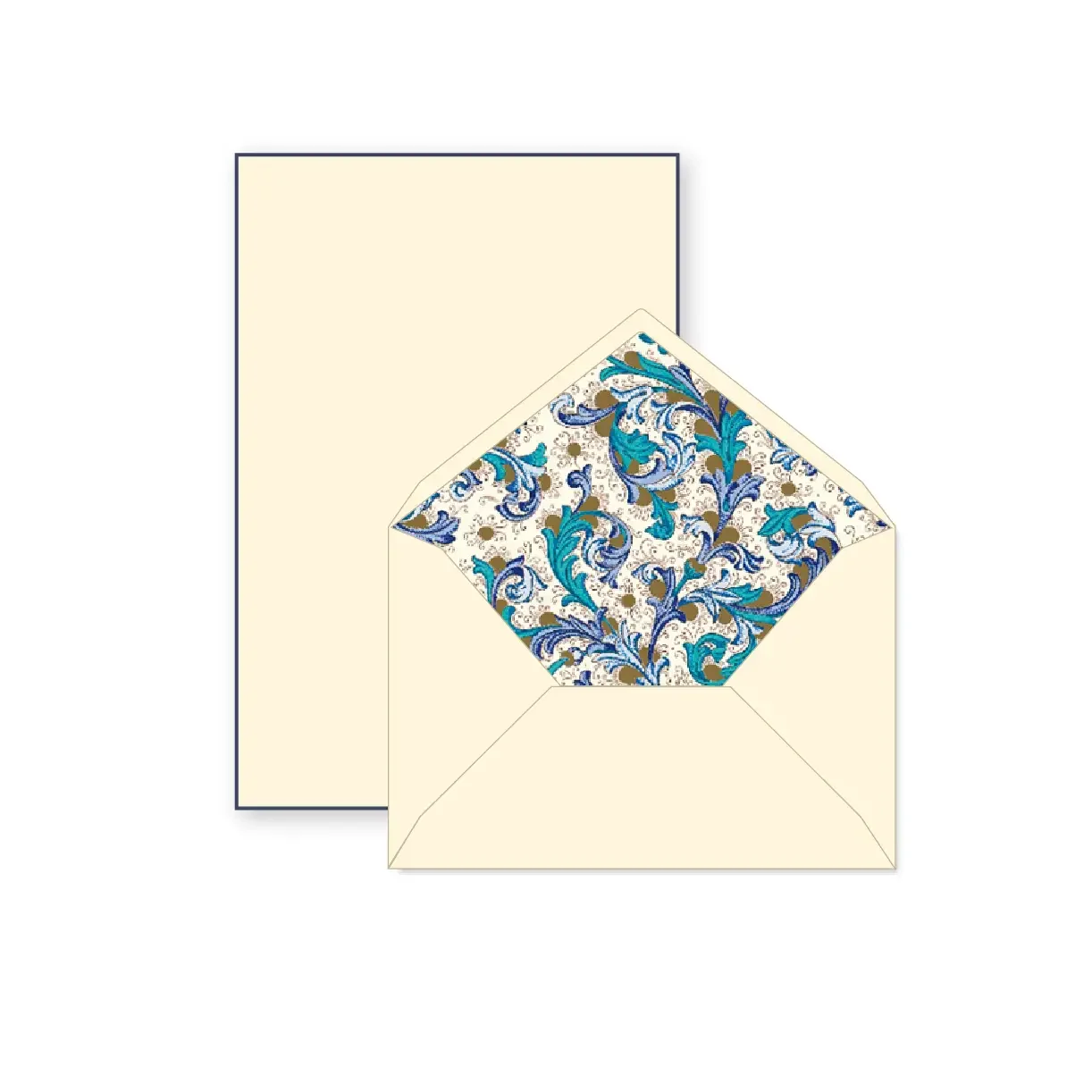 Rossi 1931 100% Cotton Bordered Writing Sheets Letter Set: Traditional Florentine Blue