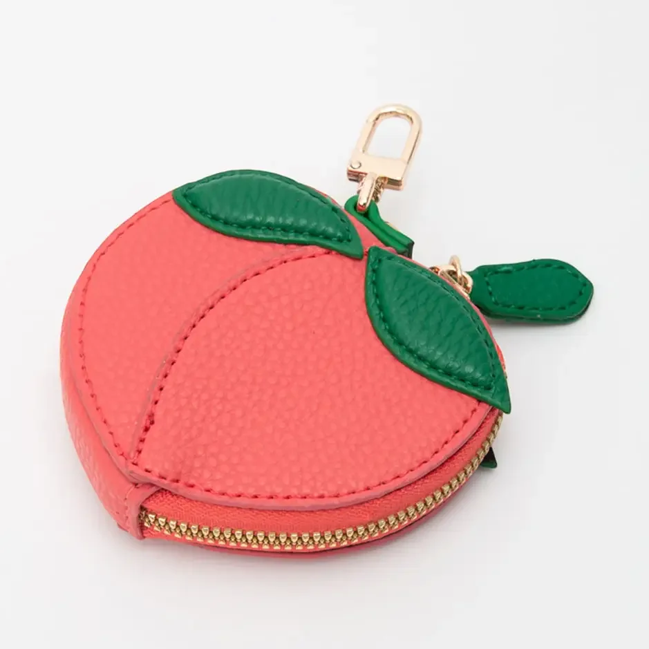 Faux Leather Peach Keychain/Bag Charm
