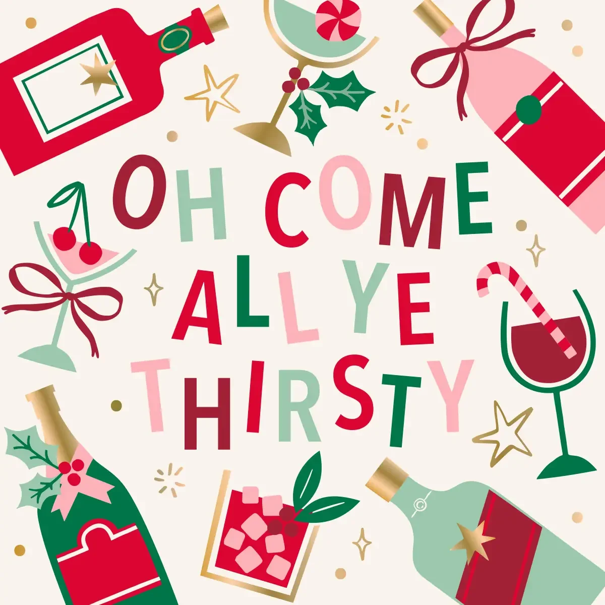 Oh Come All Ye Thirsty Foil Holiday Cocktail Napkins
