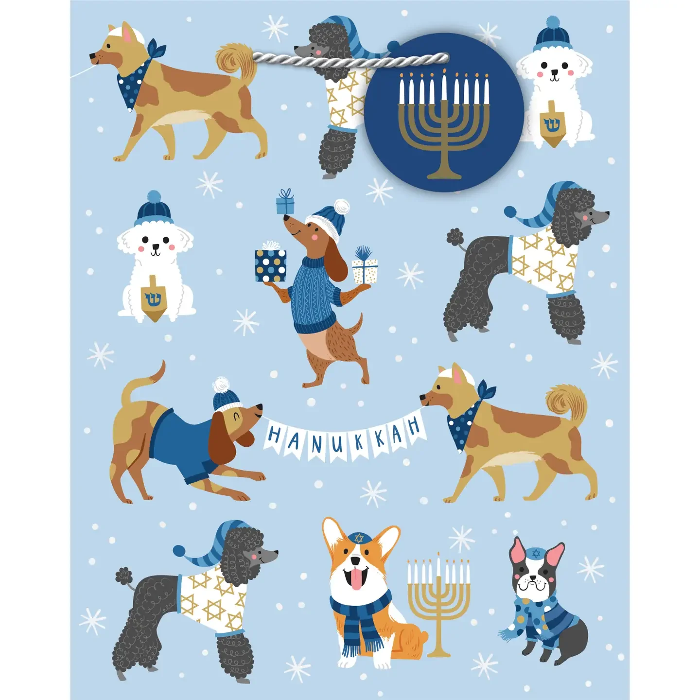 Happy Hanukkah-Pups Medium Tote Bag