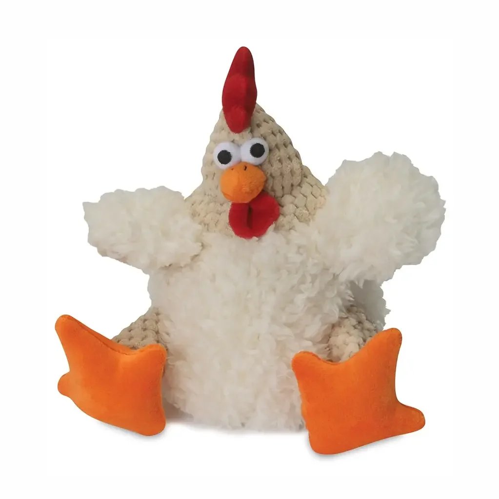 GoDog Checkers Fat Rooster White w/Chew Guard Dog Toy