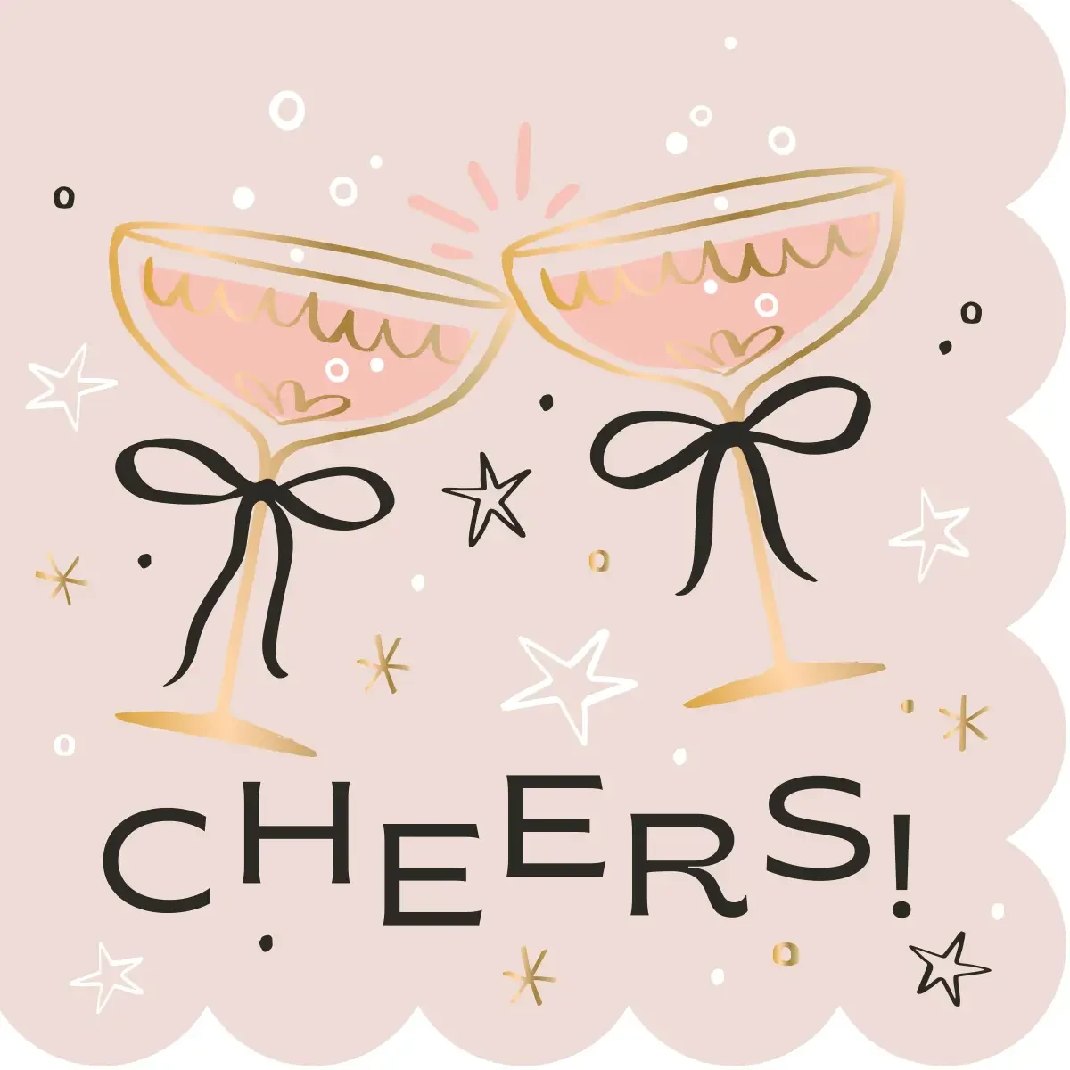 Cheers Bows - Foil Cocktail Napkins