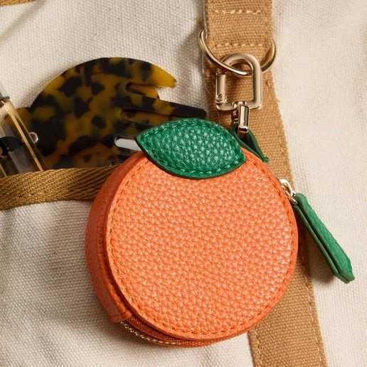 Citrus Orange Handbag Accent with Sleek Keychain Clasp