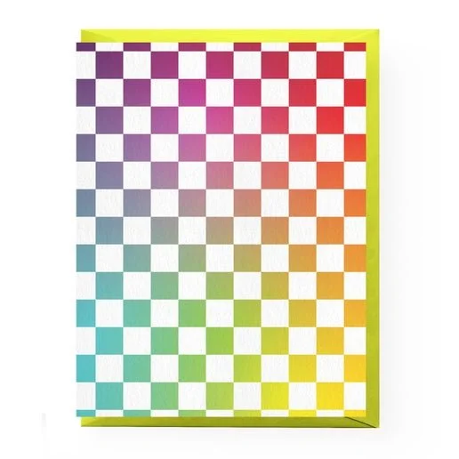 Rainbow Checkerboard Card: Single Card