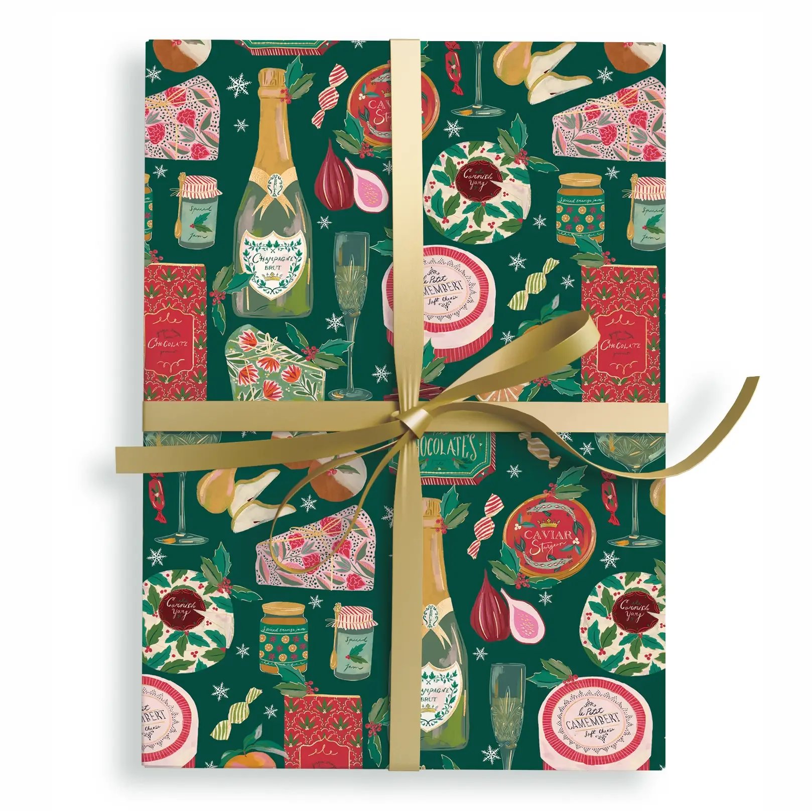 Seasonal Sip and Savor Metallic Gift Wrap