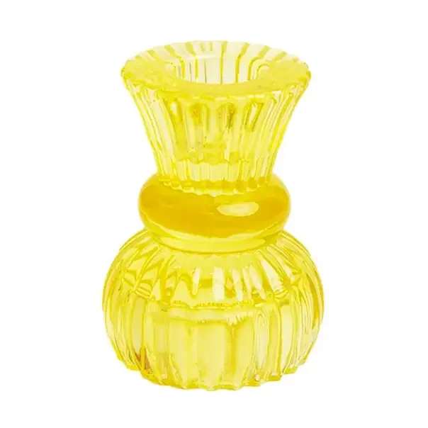 Yellow Glass Candle Holder (Reversible/Small)