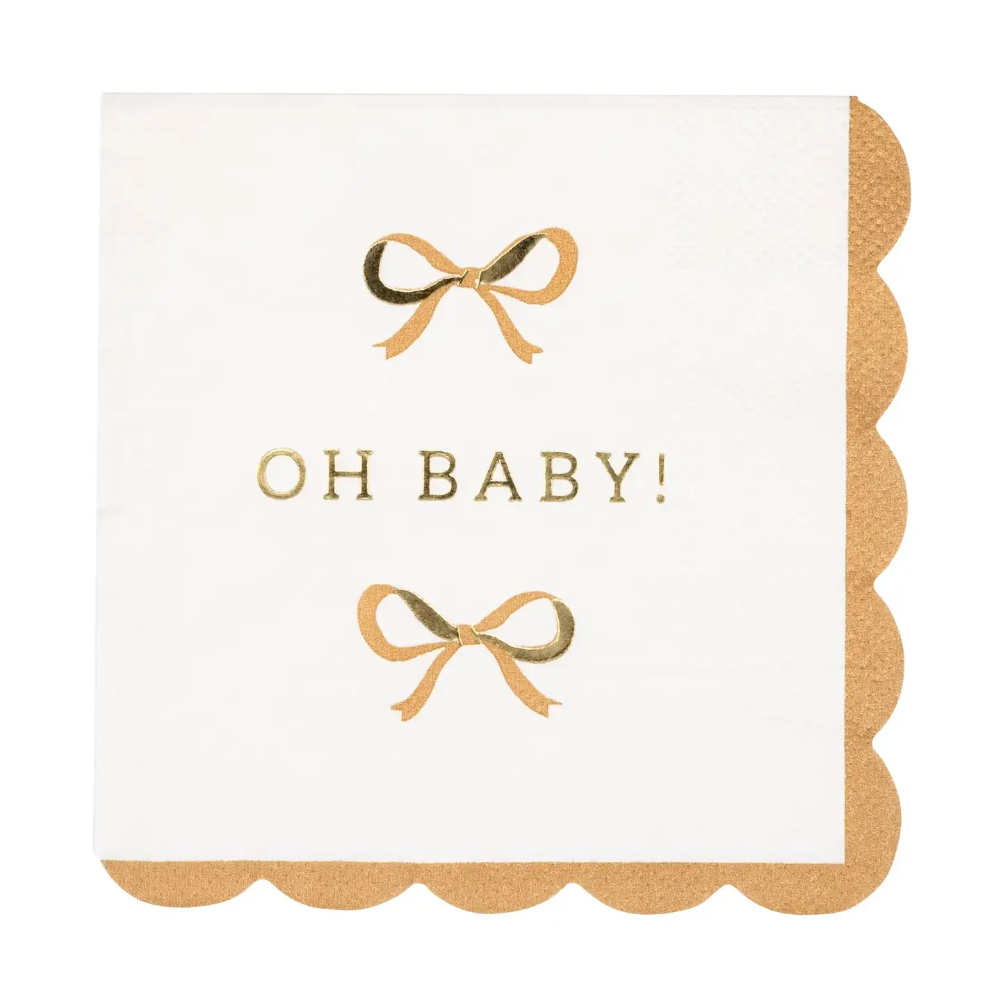 Oh Baby Gold and Tan Cocktail Napkin