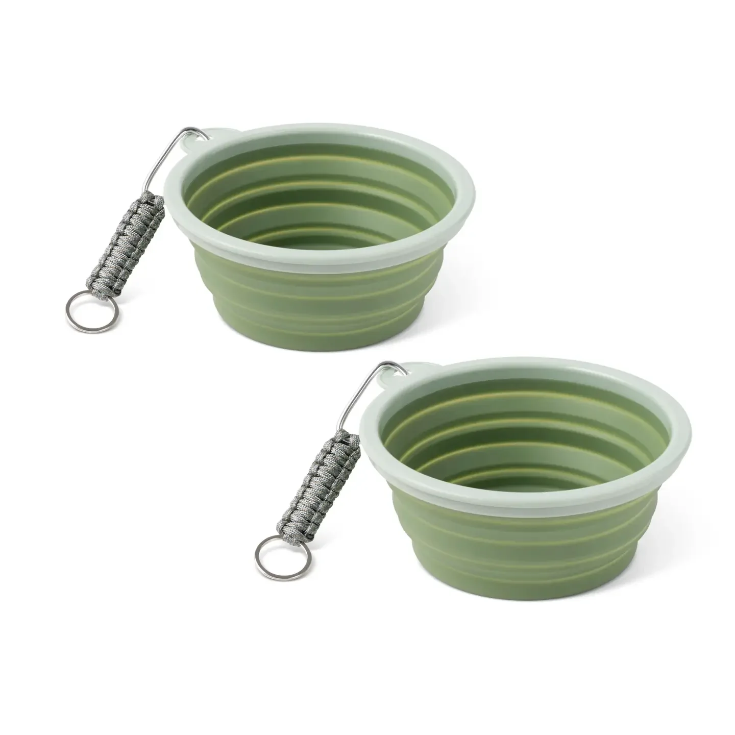 Collapsible Bowls w/ Paracord Keychain (2-Pack, 35 oz.)