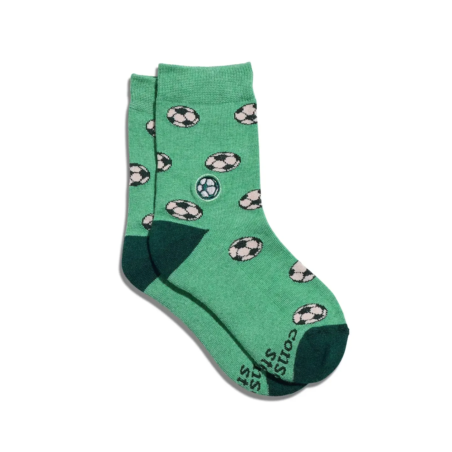 Kids Socks that Support Youth Sports (Green Soccer Balls): Youth