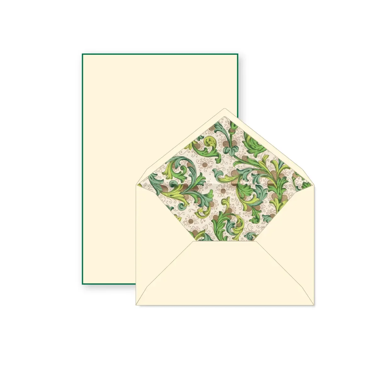Rossi 1931 100% Cotton Bordered Writing Sheets Letter Set: Traditional Florentine Green