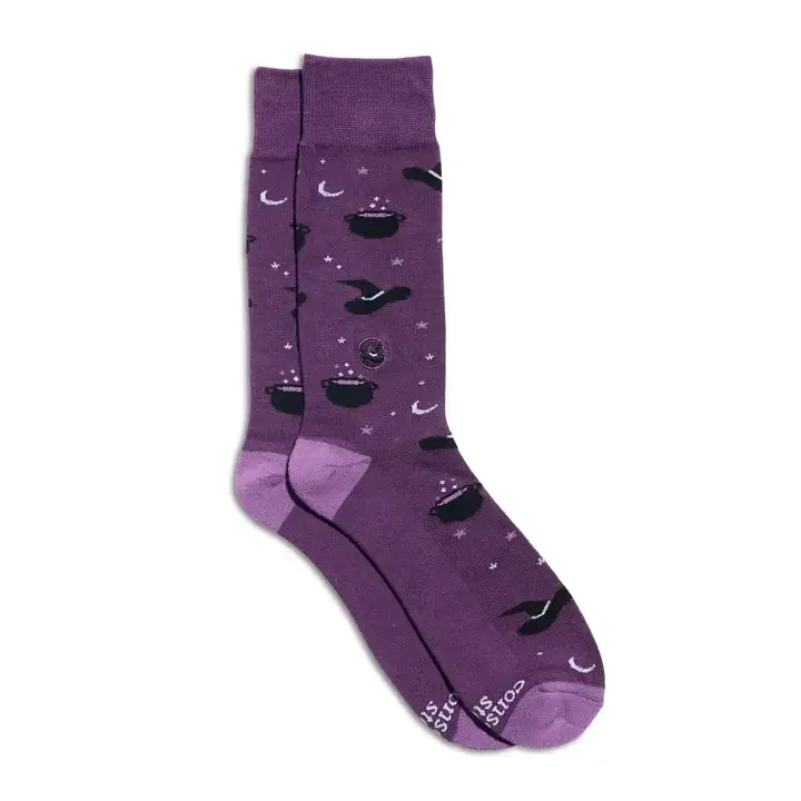 Socks that Support Mental Health (Purple Witch Hats): Small