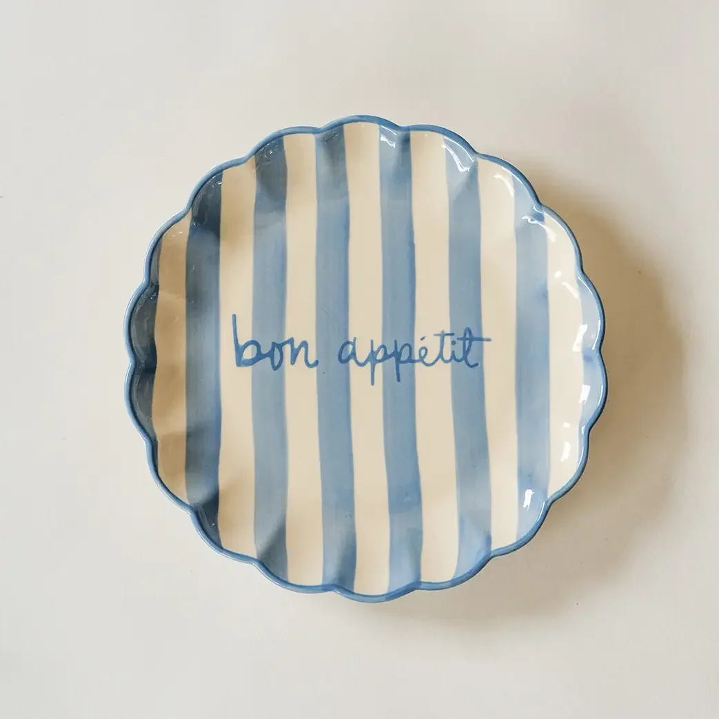 Kinsey Scallop Dessert Plate: BLUE