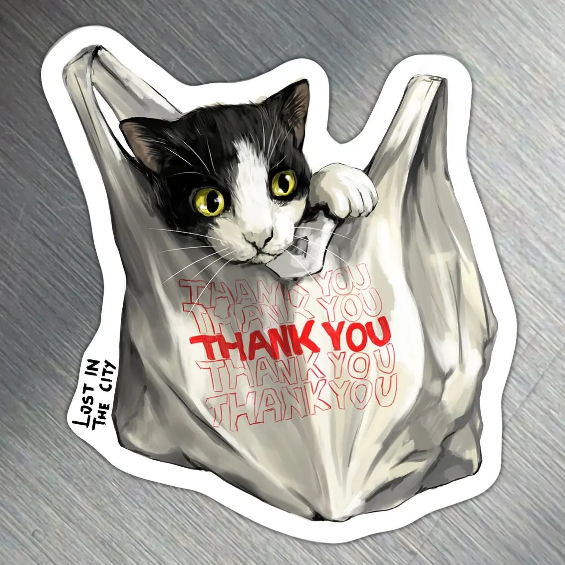 Bodega Cat in a Bag Magnet | Lost in the City