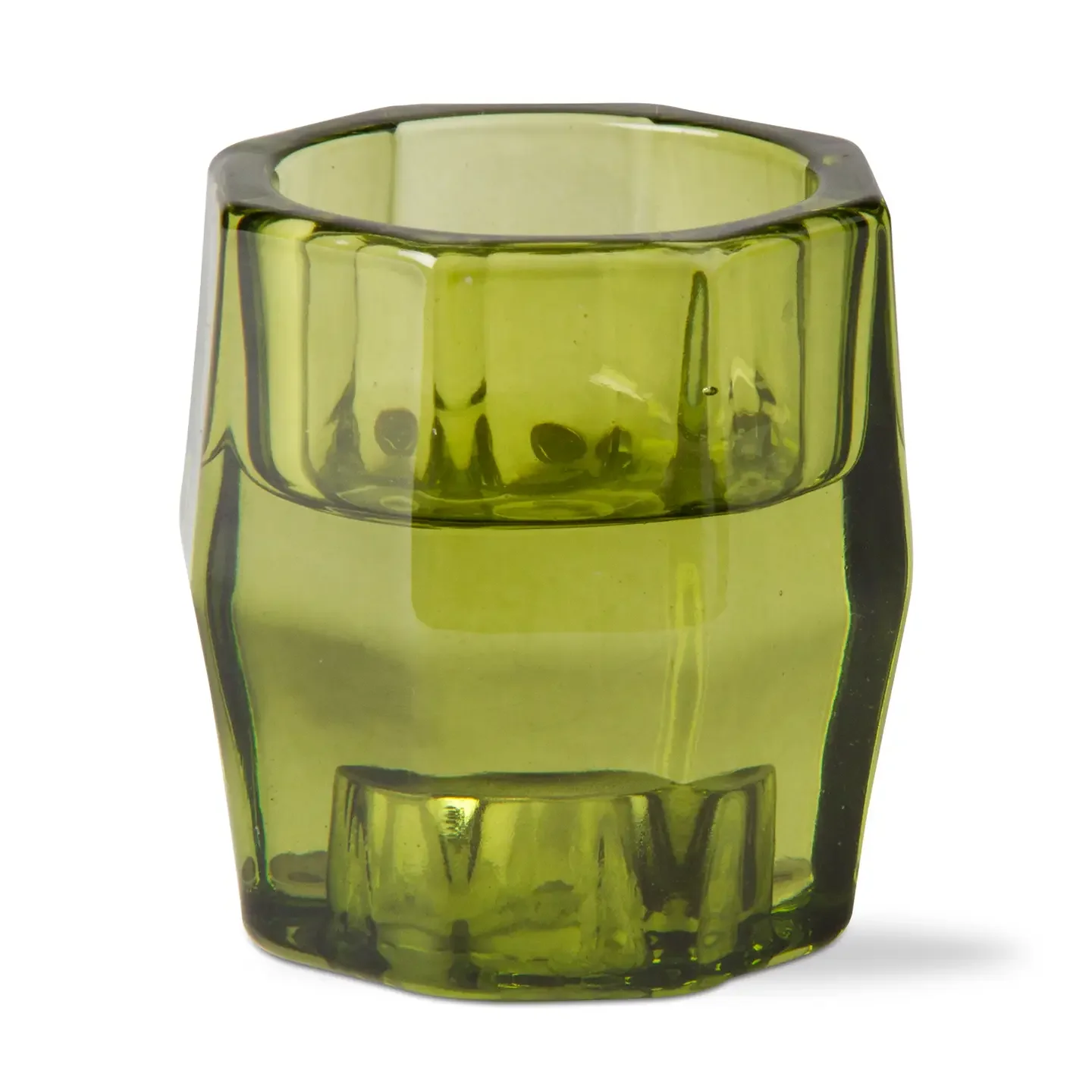 Gem Reversible Glass Candle Holder in Green