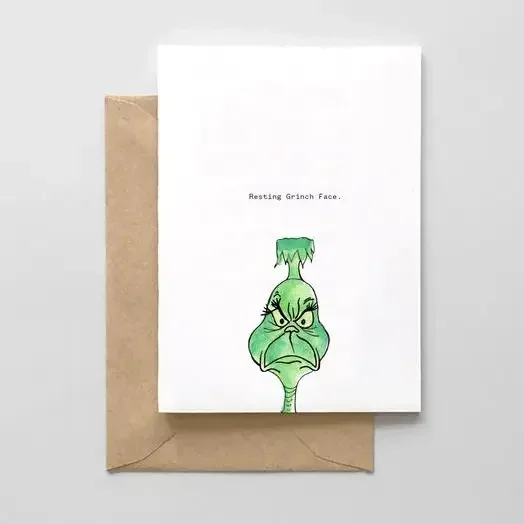 Resting Grinch Face Holiday Card