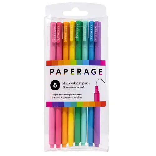 0.5mm Fine Point Black Ink Gel Pens (8 Pack)