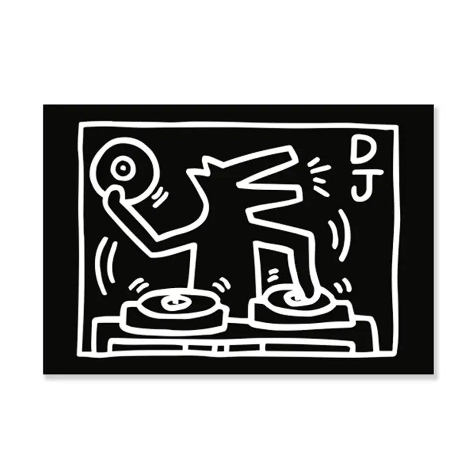 Black / White DJ Dog Magnet Rectangle