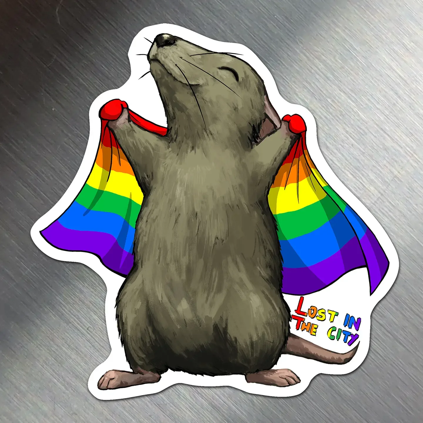 Pride Flag Rat Magnet | Lost in the City