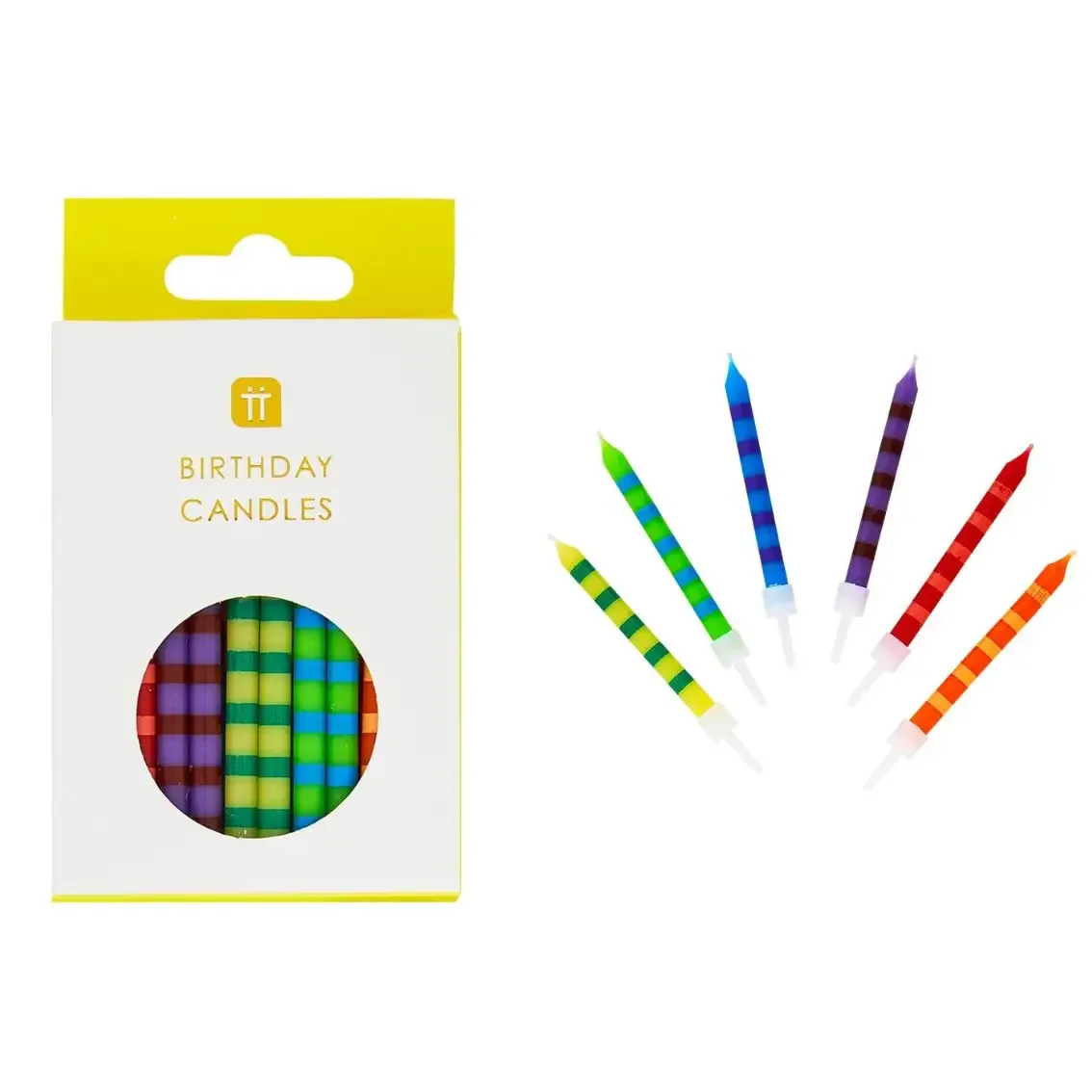 Striped Multicolor Candles (24 Pack)