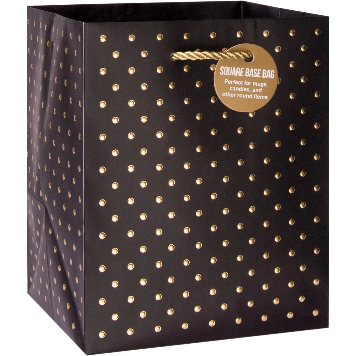 Gold Swiss Dots-Black Small Square Tote Bag