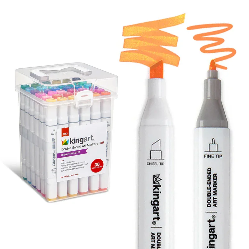 King Art Double-Ended Alcohol Markers (36 Count, Bright Colors)