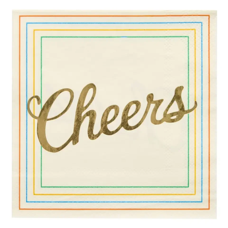 'Cheers' Color Border Cocktail Napkins