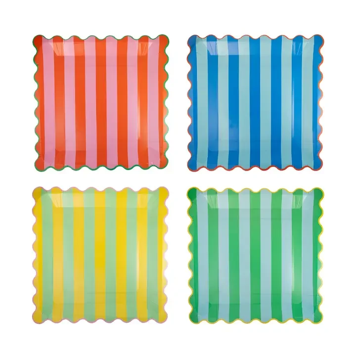 Bright Striped Plate Set (8 Count)