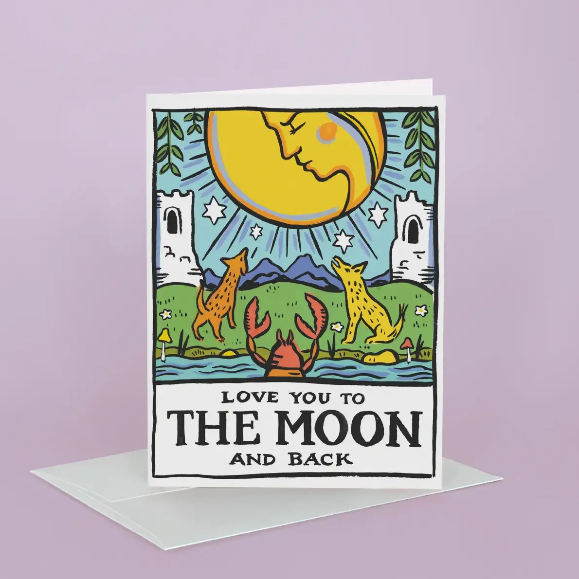 Tarot Moon and Back Greeting Card