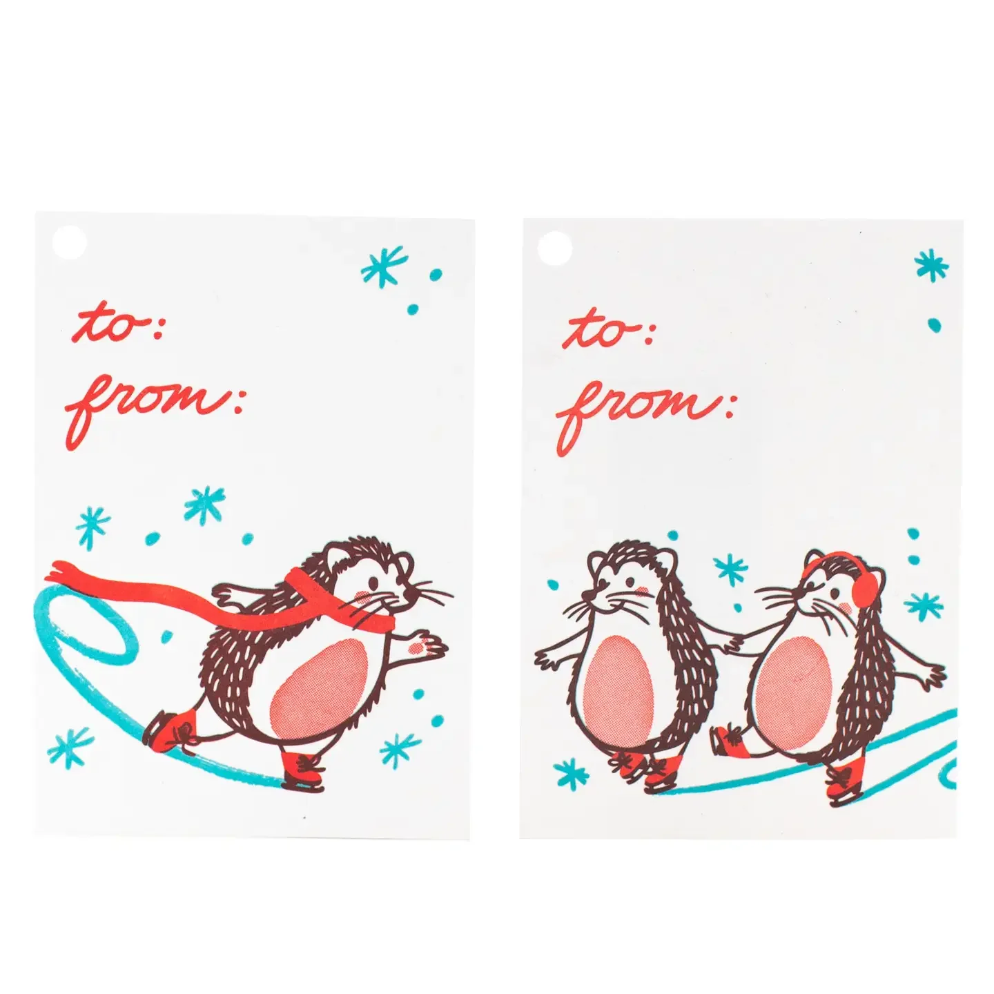 Skating Hedgehogs Gift Tag Set