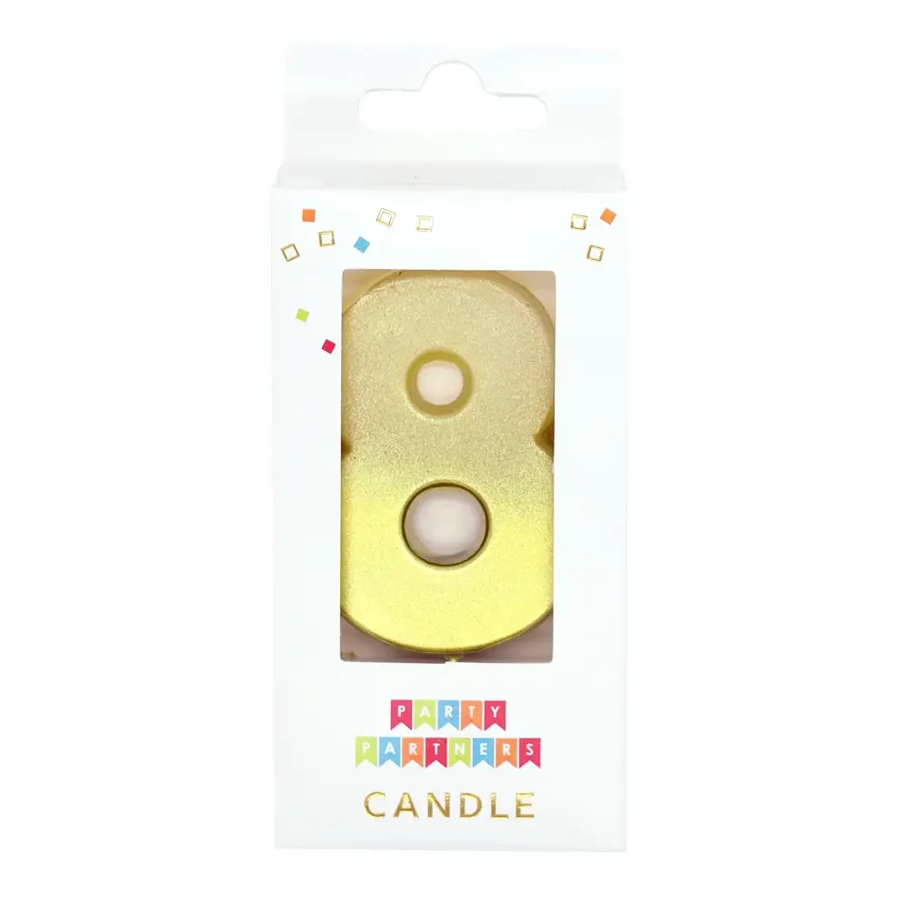 8 Gold Ombre Number Candle