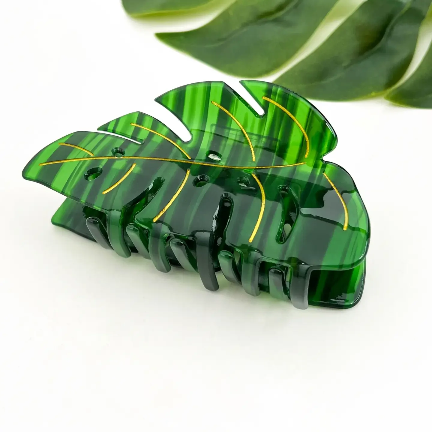 Tropical Monstera Leaf Claw Clip