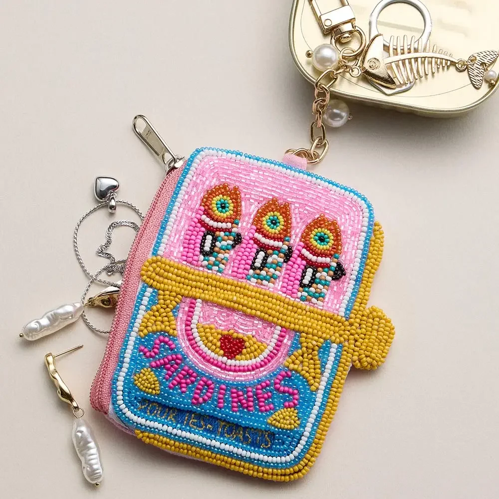 Fishbone Pearl Charm Keychain