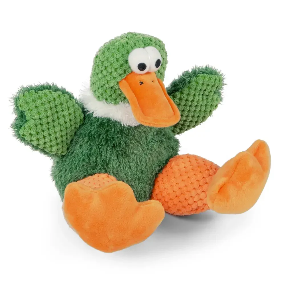GoDog Checkers Sitting Duck w/Chew Guard Plush Dog Toy
