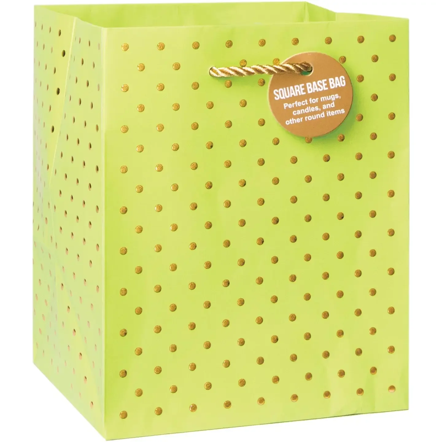 Lime-Gold Swiss Dots Small Square Tote Bag