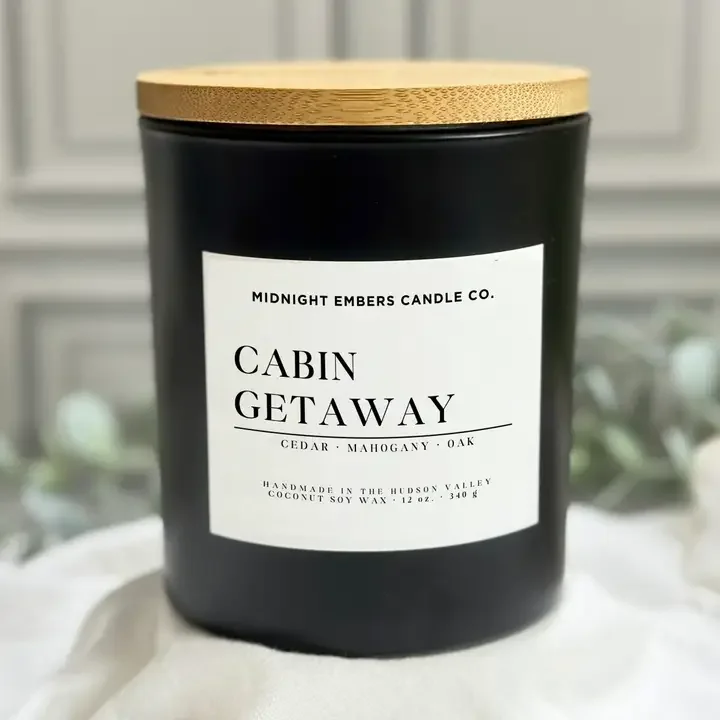 Cabin Getaway: 12 oz. Candle in Matte Black