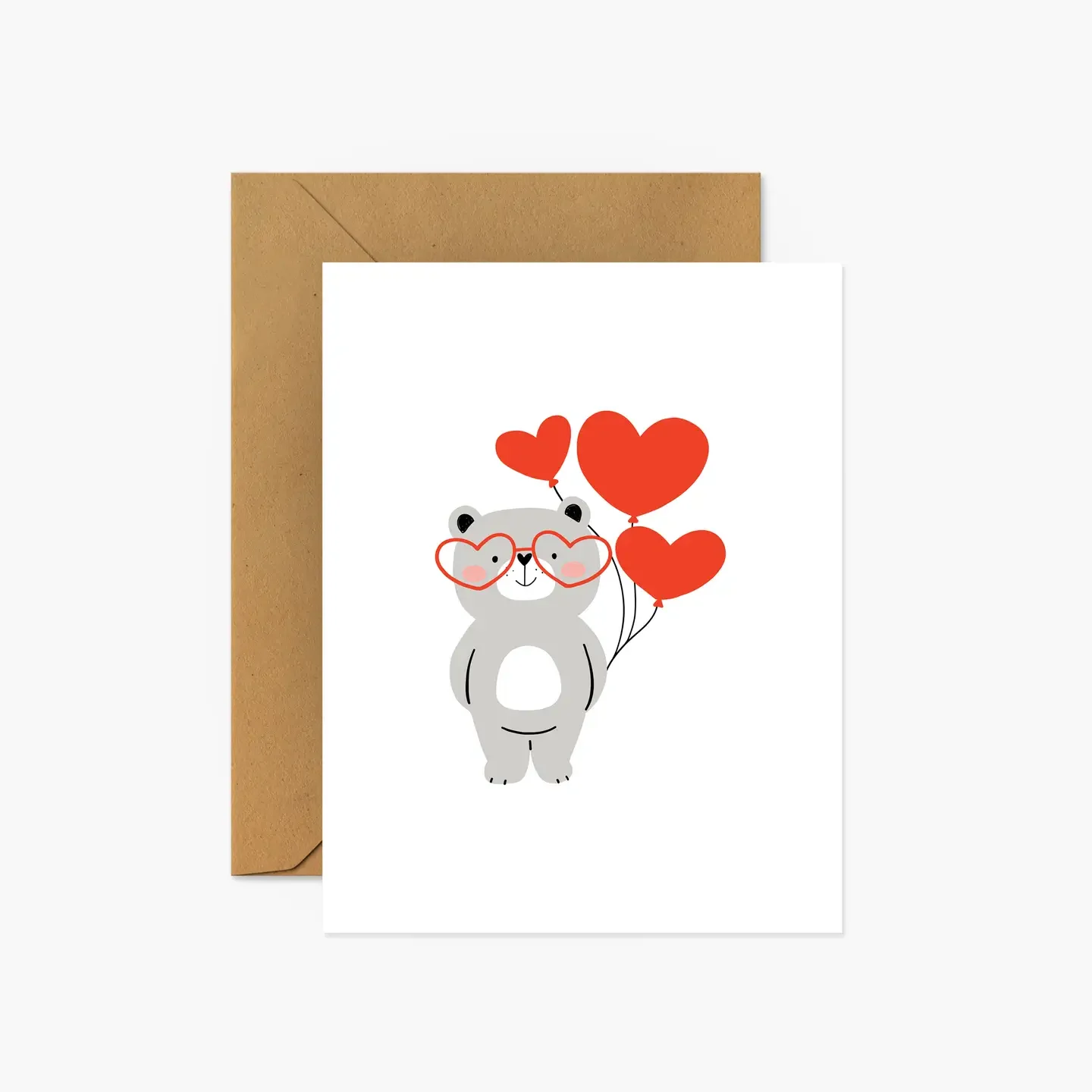Cute Bear Holding Balloons Card