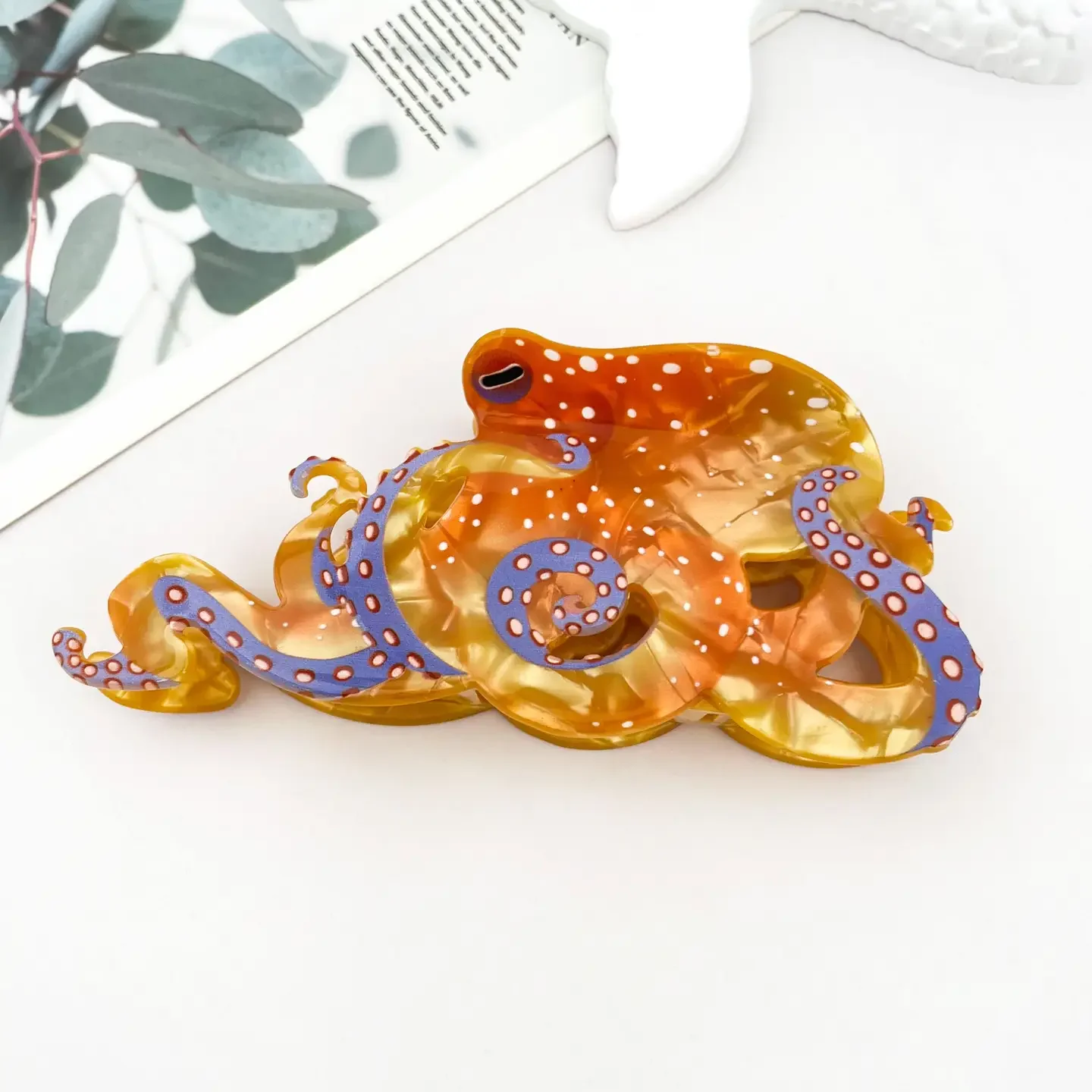 Blue Ring Octopus Hair Claw Clip