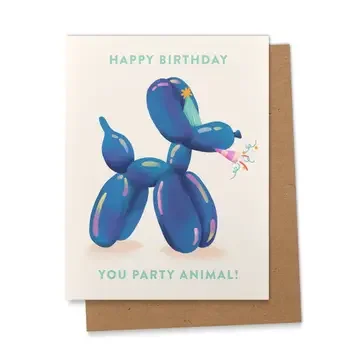 Blue Party Animal Birthday Greeting Card