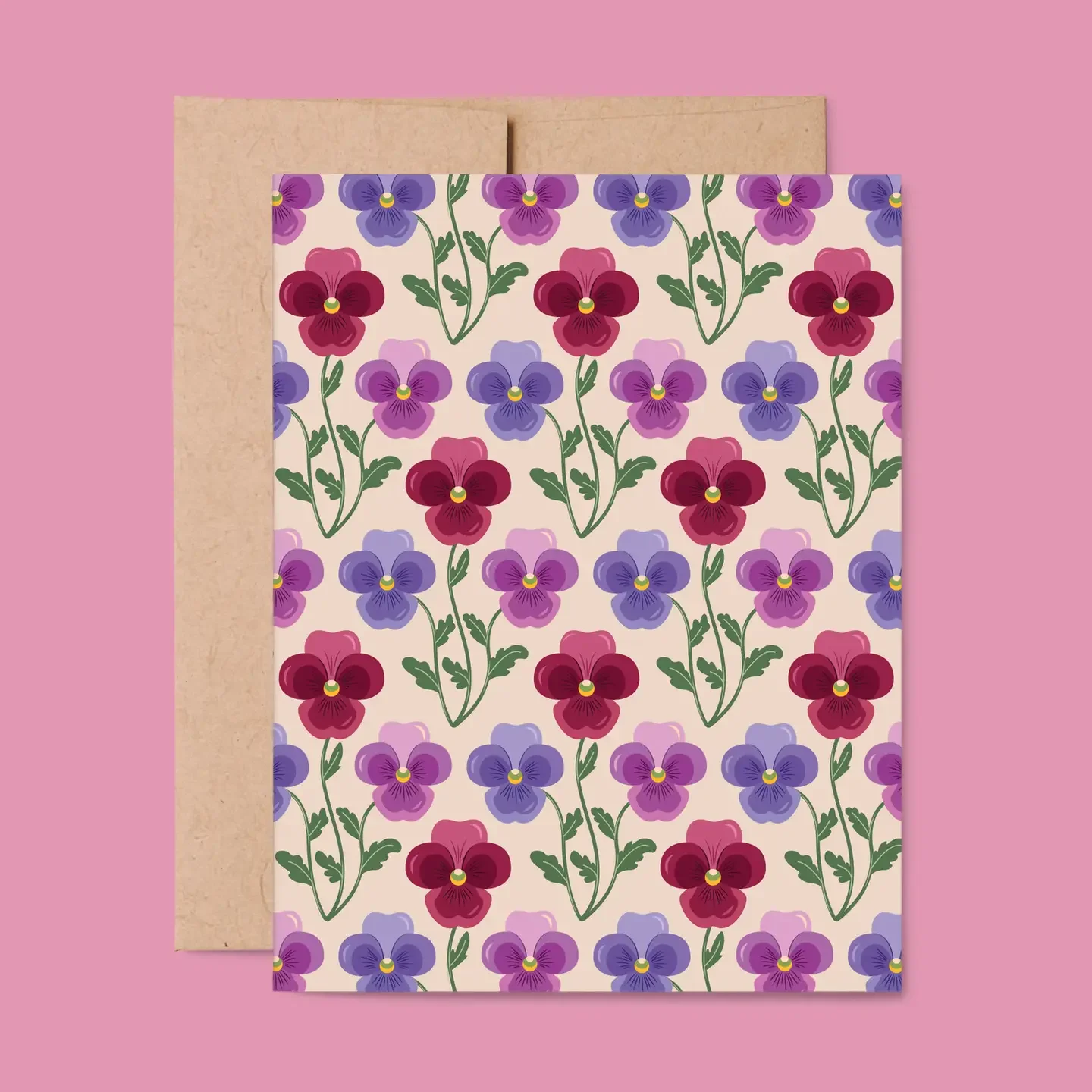 Pansy Floral Pattern Blank Greeting Card