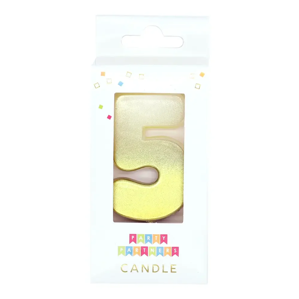 5 Gold Ombre Number Candle
