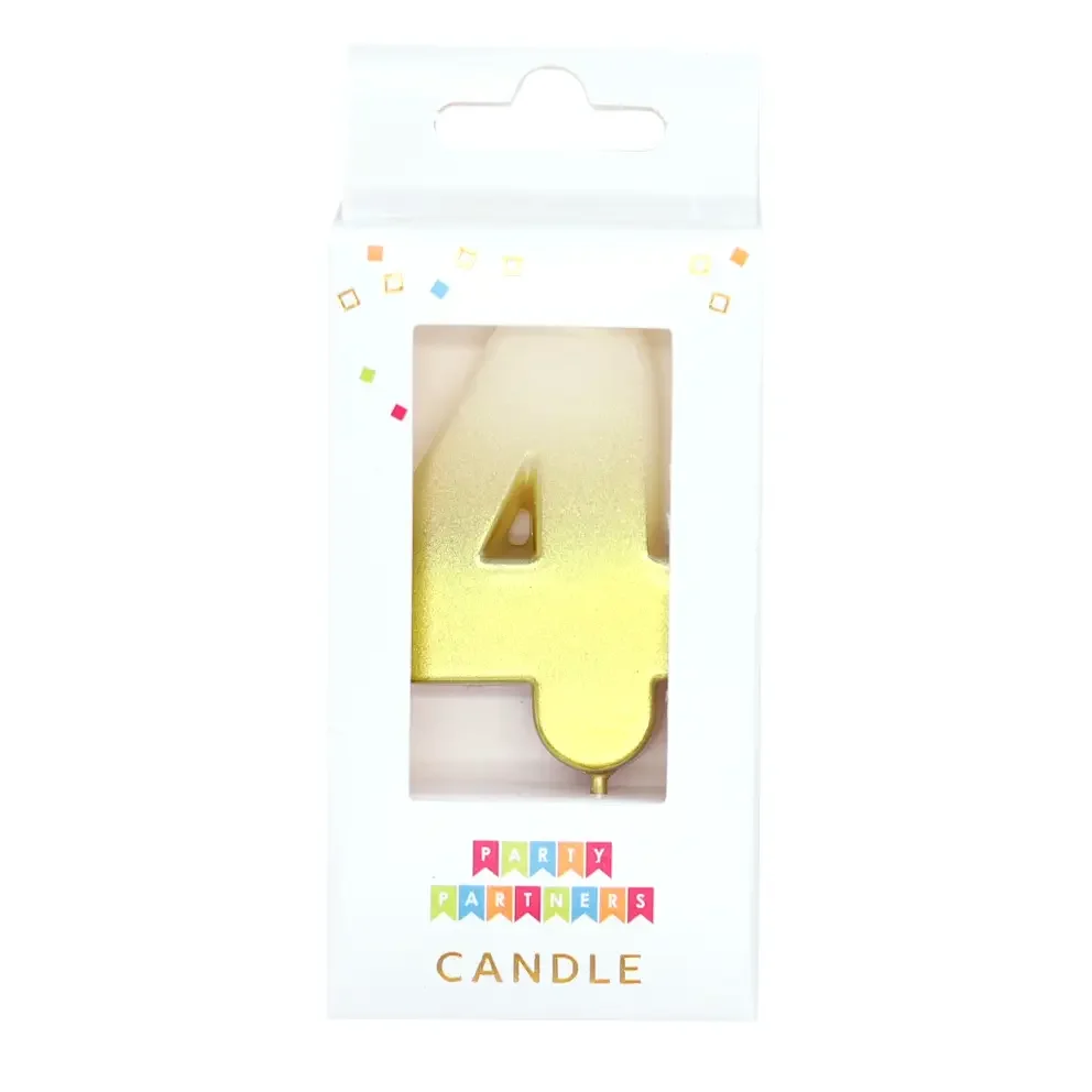 4 Gold Ombre Number Candle