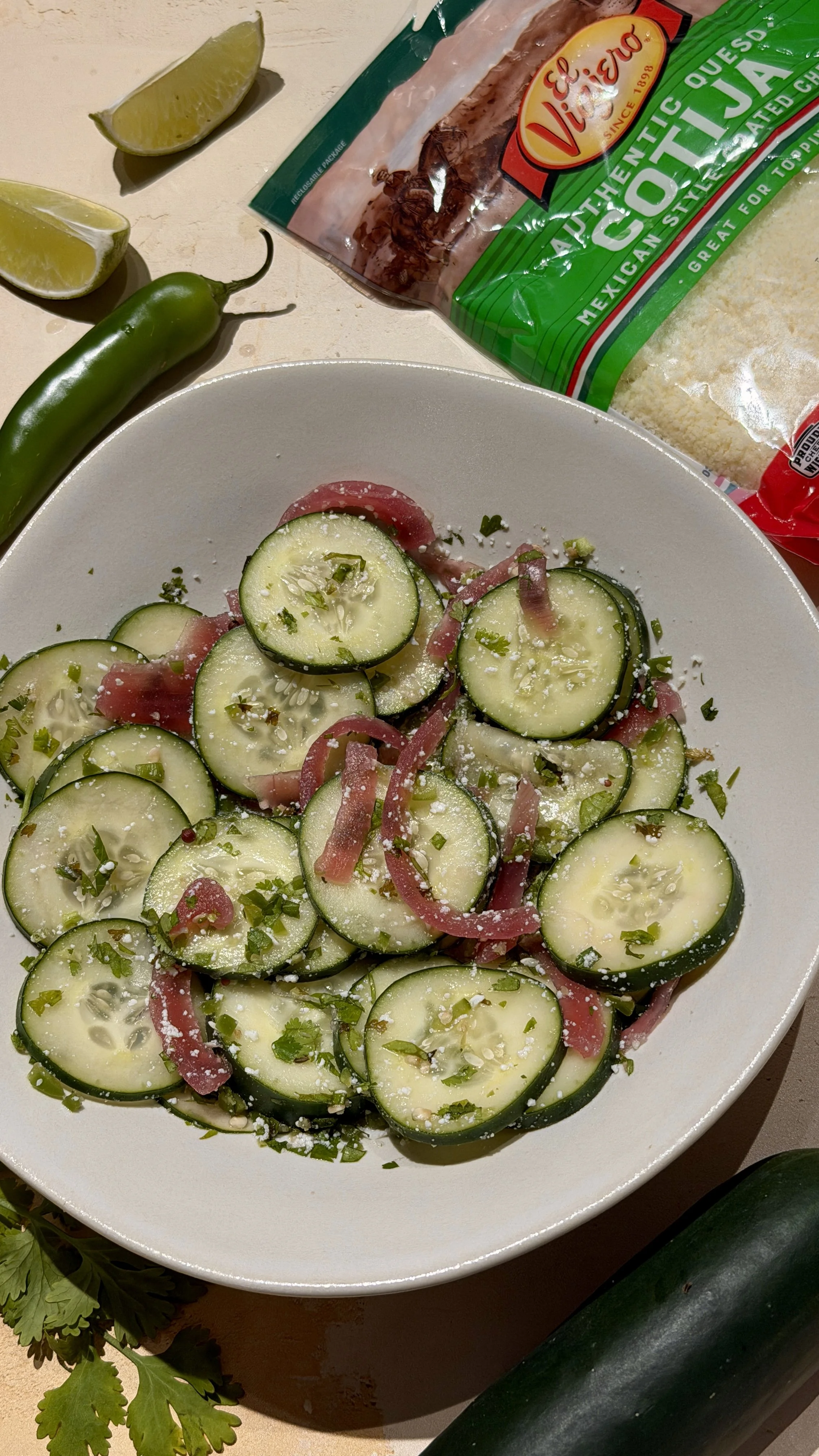 Queso Cotija Cucumber Salad