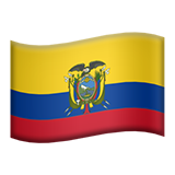 Flag of Ecuador with yellow, blue, and red horizontal stripes and the country's coat of arms in the center.