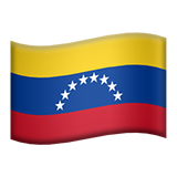 Venezuelan flag with yellow, blue, and red horizontal stripes and white stars in a semicircle on the blue stripe.
