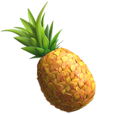 A pineapple with green leaves on top.