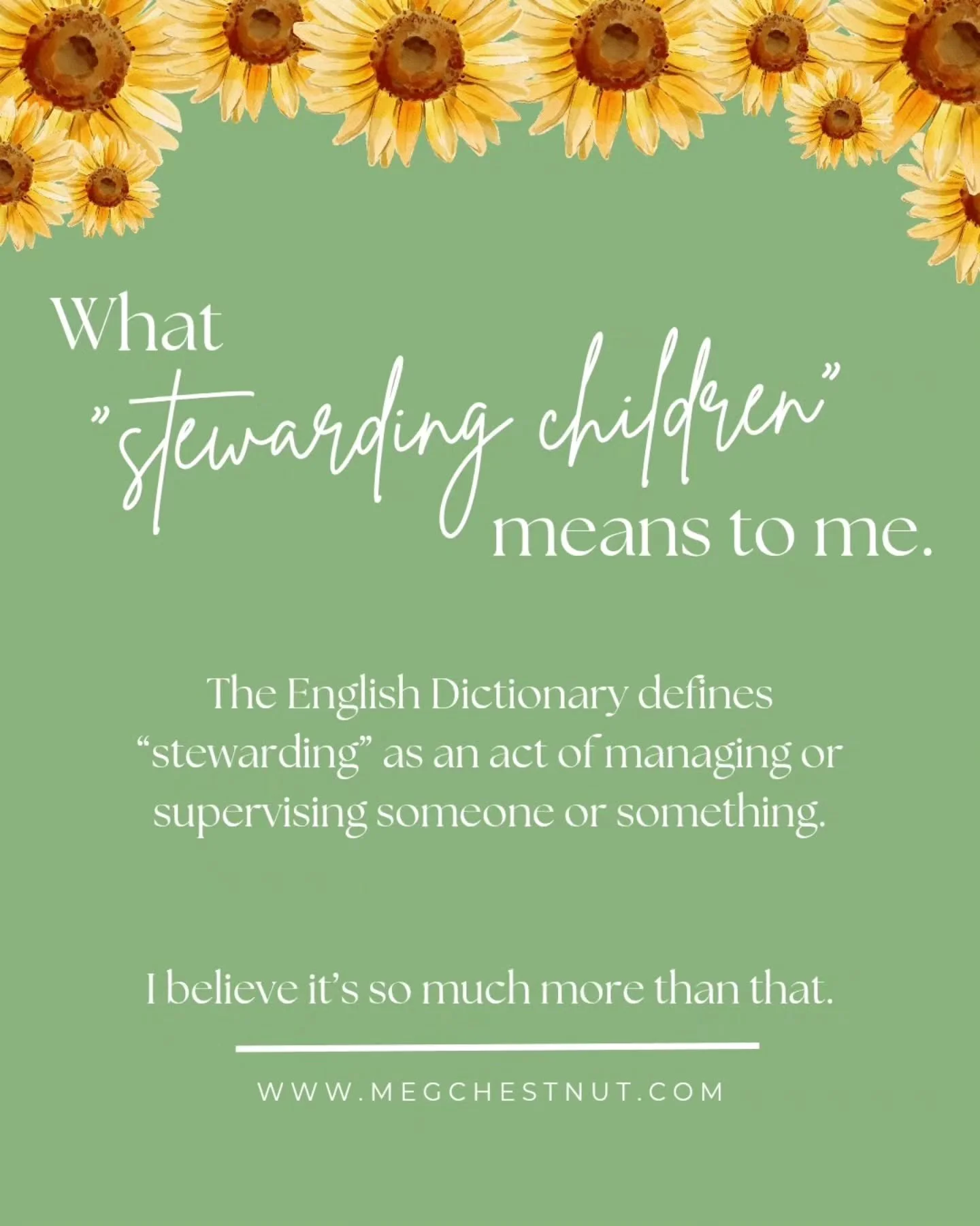 Steward them well. 🌻

If God's given you the ability to do it, He's given you the responsibility to do it.

#childrensbookauthor #faithbasedparenting #faithfilled #homeschoolmom #homeschoolcommunity