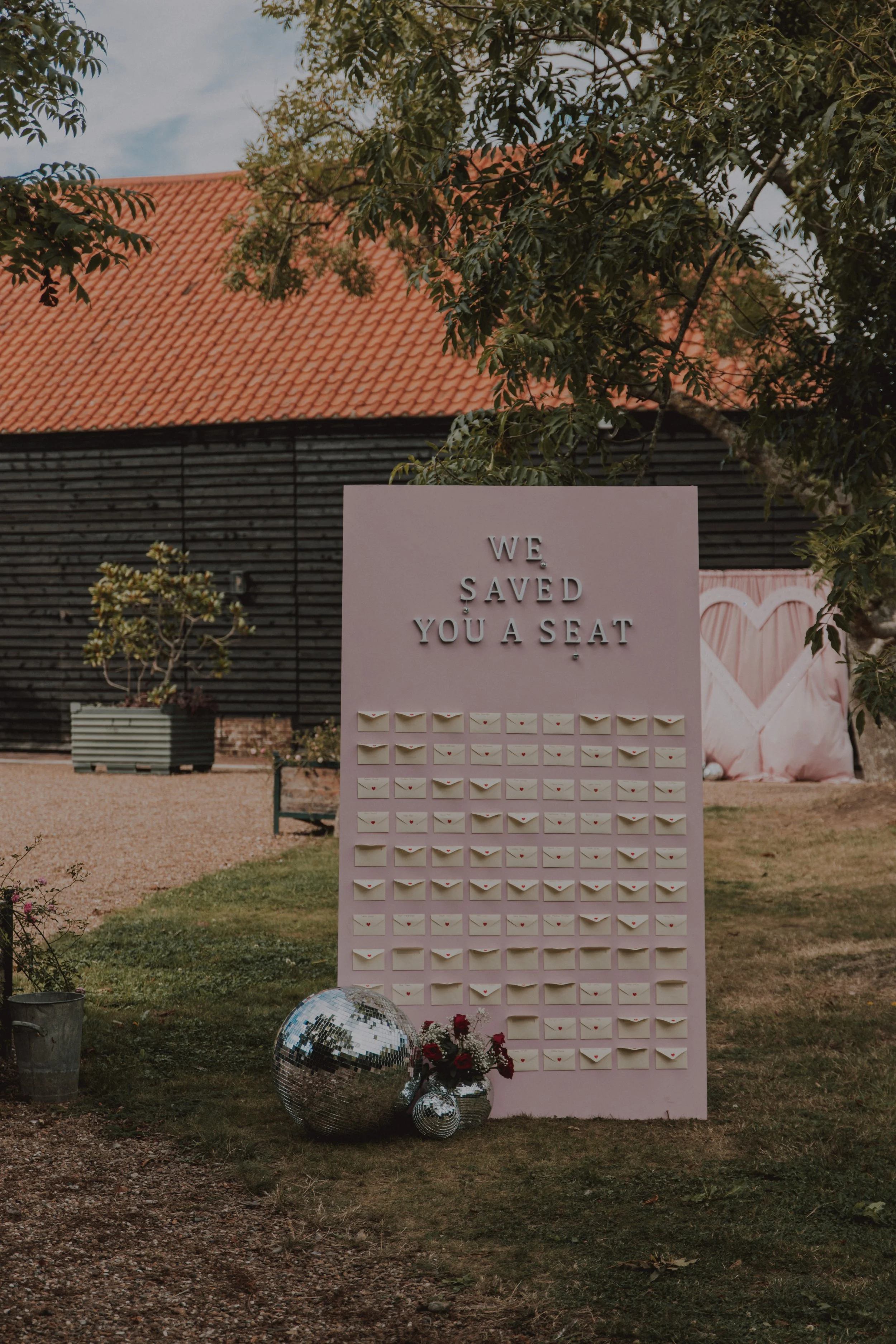 Table Seating Plan in Pink, with Disco Balls