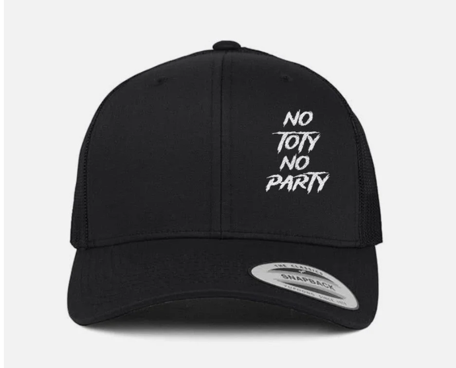 Retro Black Trucker "No Toty No Party"