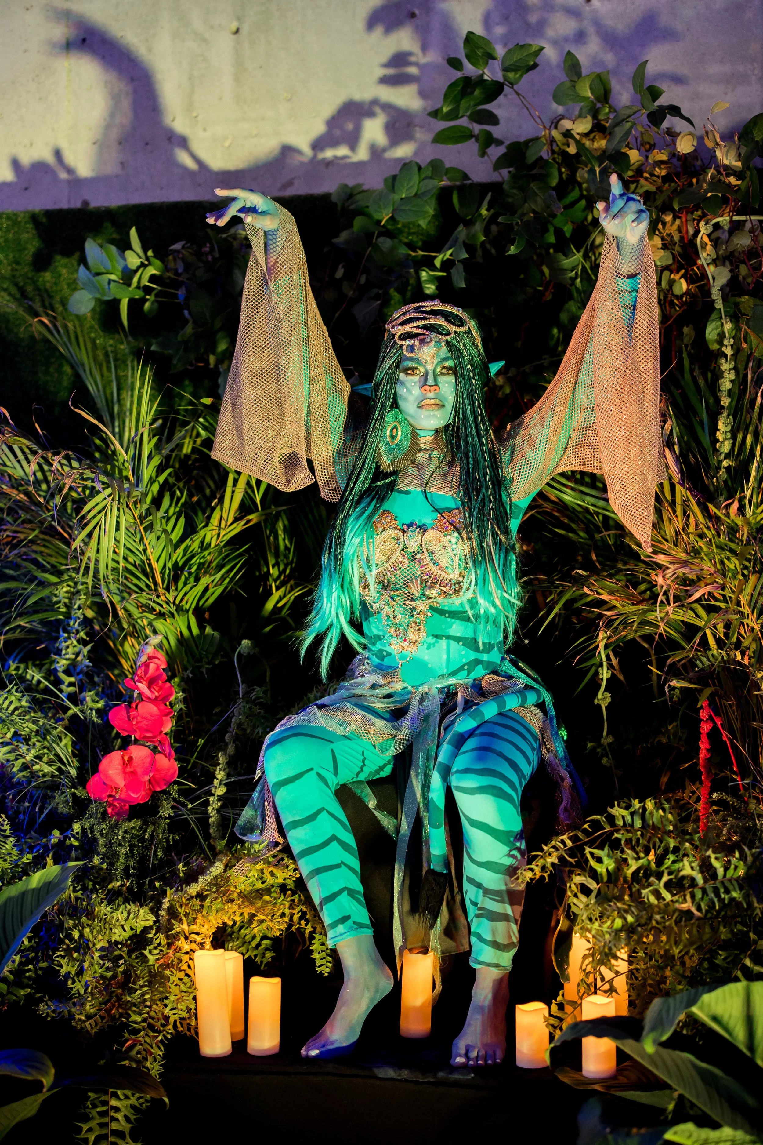 Quinceañera getting ready at Hotel Rumbao for her Avatar themed celebration in Puerto Rico