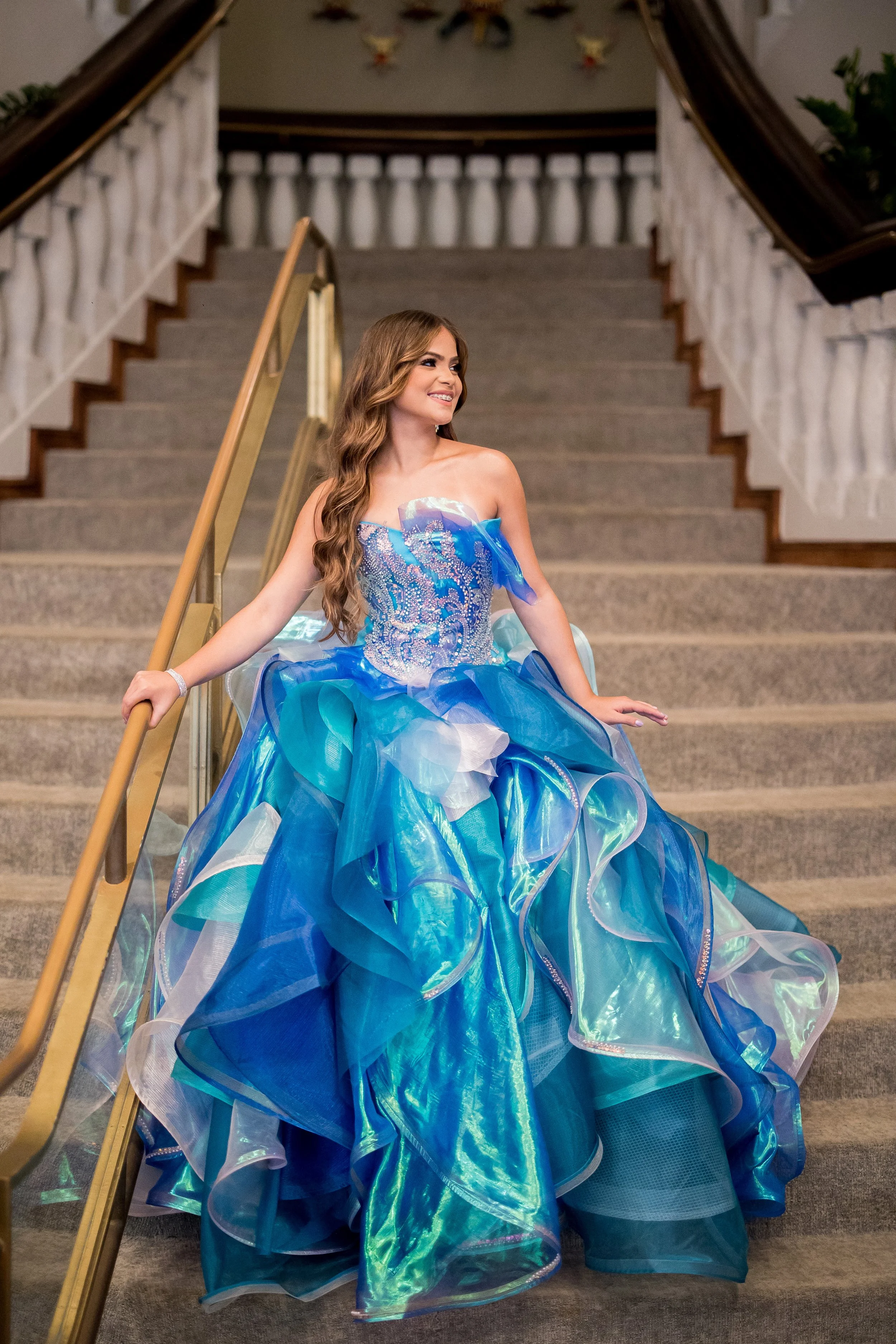 Quinceañera getting ready at Hotel Rumbao for her Avatar themed celebration in Puerto Rico